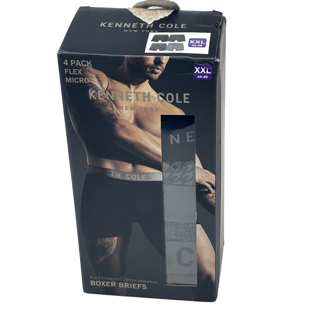 Kenneth Cole New York Mens 4 Pack Flex Micro Boxer Briefs XXL Black Grey 52W1079